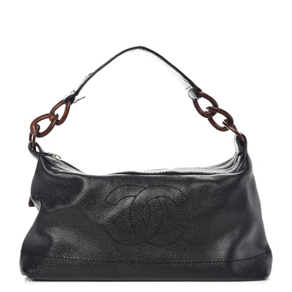 Chanel Caviar CC Wood Chain Hobo Black 1 of 13