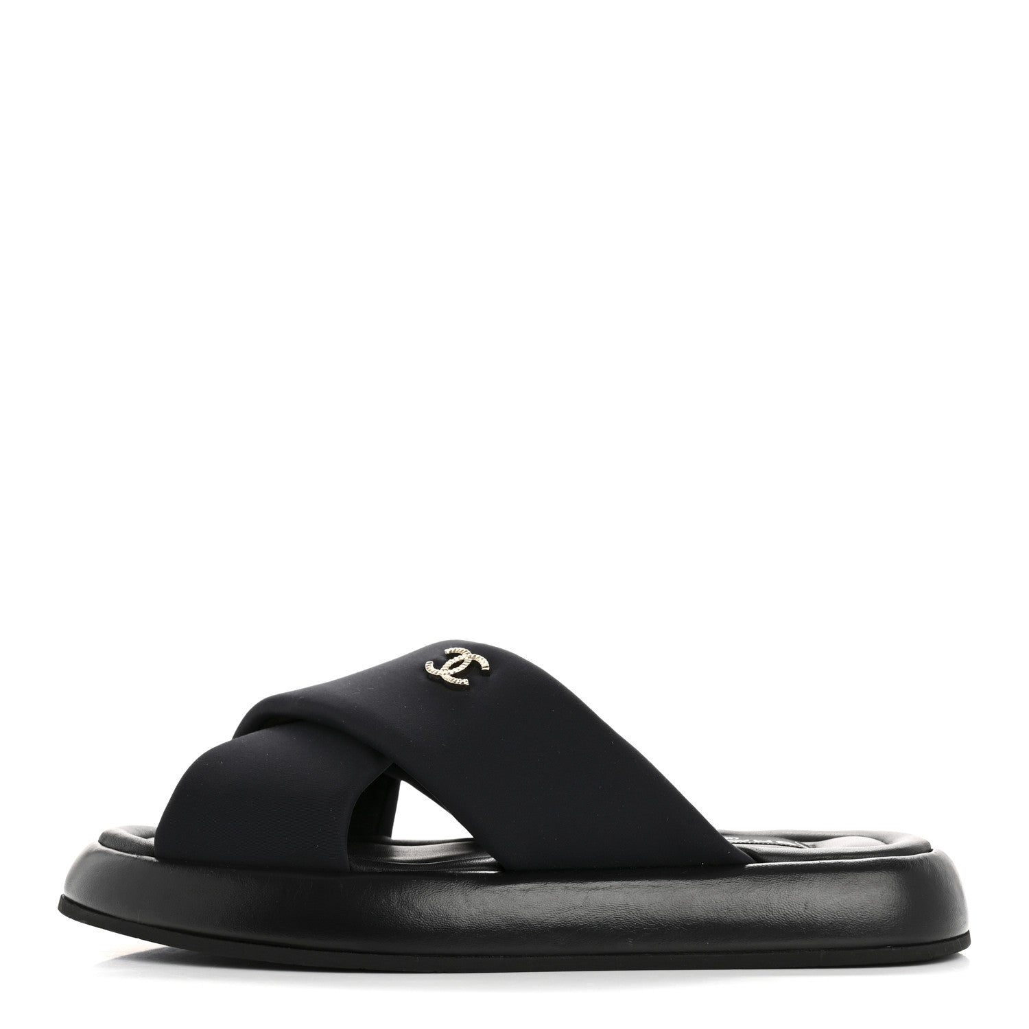 Chanel Fabric CC Mules Sandals 37 Black 1 of 10
