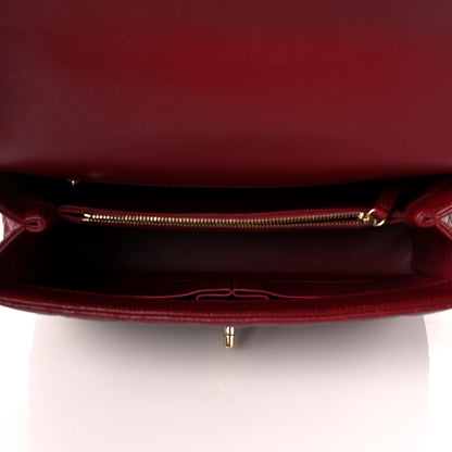 Chanel Caviar Lizard Embossed Quilted Small Coco Handle Flap Burgundy 5 of 9