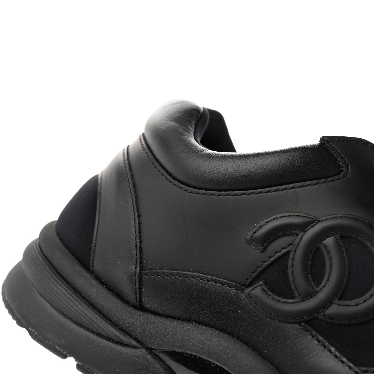 Chanel Fabric Calfskin Suede Mens CC Sneakers 42 Black 8 of 11