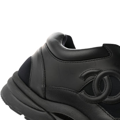 Chanel Fabric Calfskin Suede Mens CC Sneakers 42 Black 8 of 11
