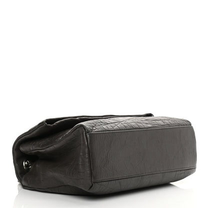 Saint Laurent Calfskin Crocodile Embossed Medium West Hollywood Monogram Fold-Over Grey 4 of 10