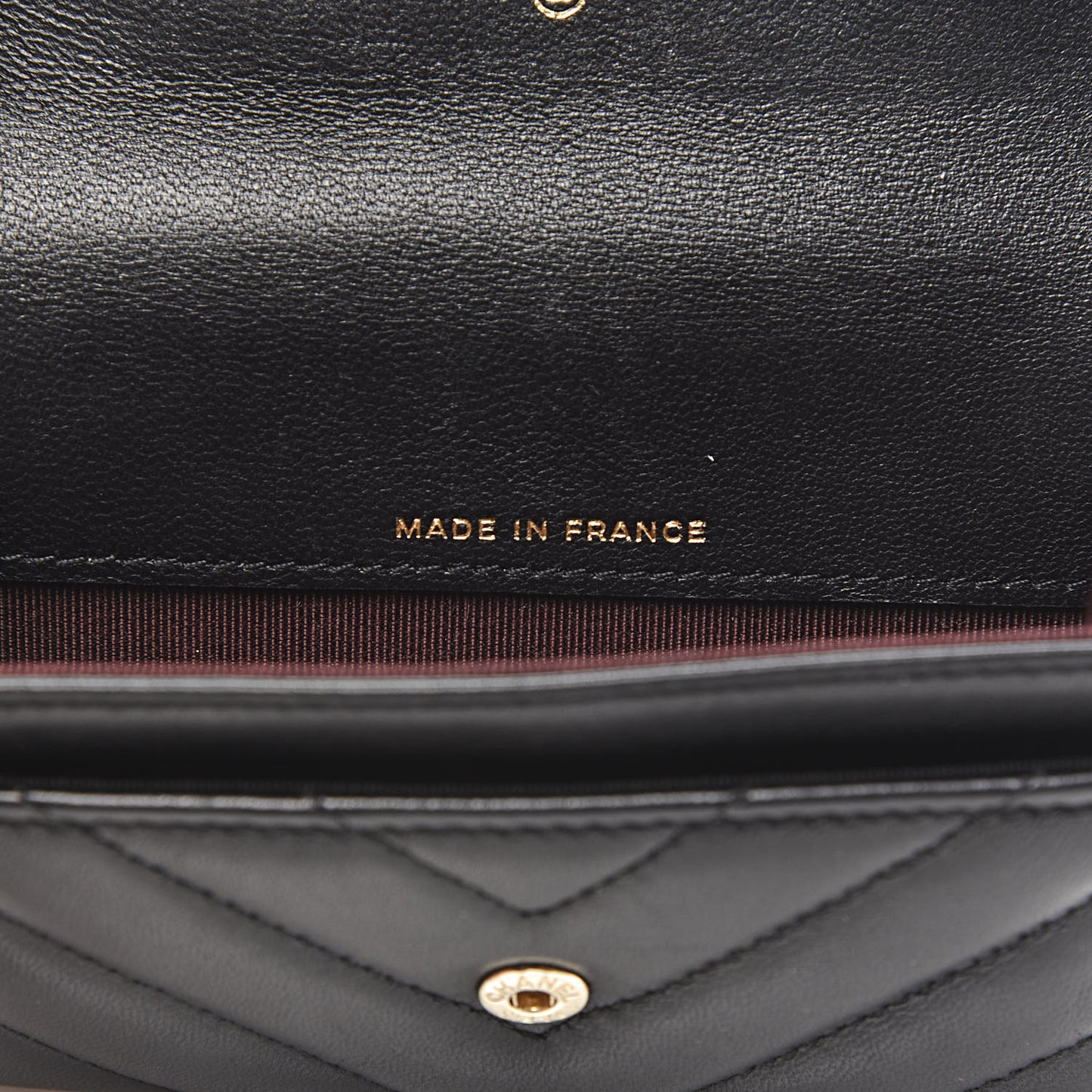 Lambskin Chevron Quilted Flap Card Holder Black