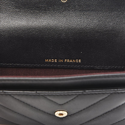 Chanel Lambskin Chevron Quilted Flap Card Holder Black 7 of 8