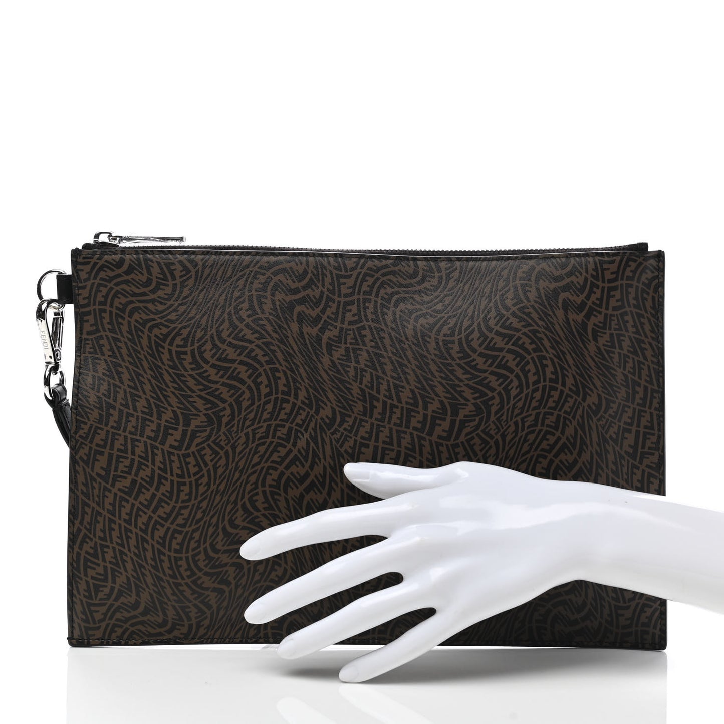 X SARAH COLEMAN Vitello Grace Light Micro FF Vertigo Embossed Flat Clutch Maya Black