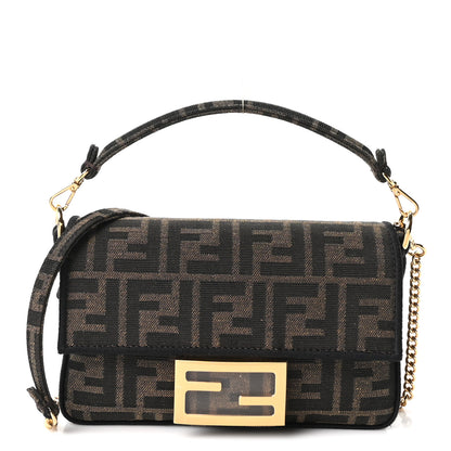 Fendi Fabric Jacquard FF 1974 Mini Baguette Tobacco Moro Black 1 of 10