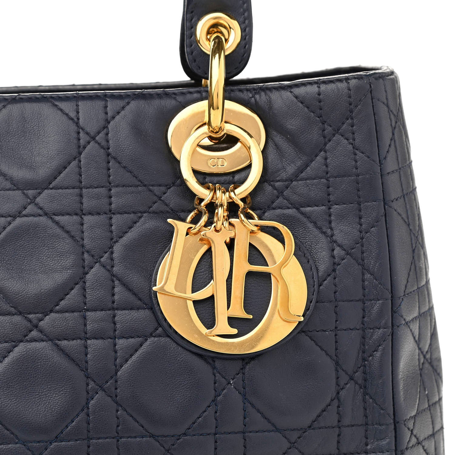 Christian Dior Lambskin Cannage Medium Lady Dior Navy Blue 8 of 10
