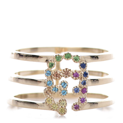 Gucci 18K Yellow Gold Sapphire Topaz Citrine Tsavorite Running GG Ring 55 7.25 1 of 6