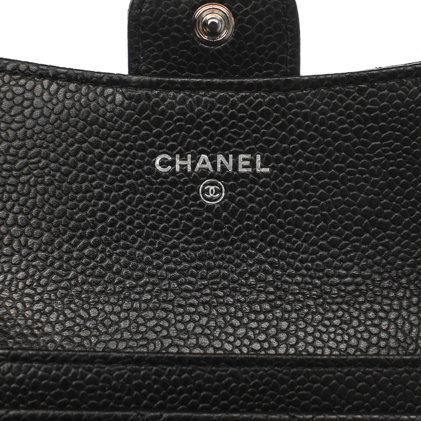 Caviar Quilted Flap Card Holder Black