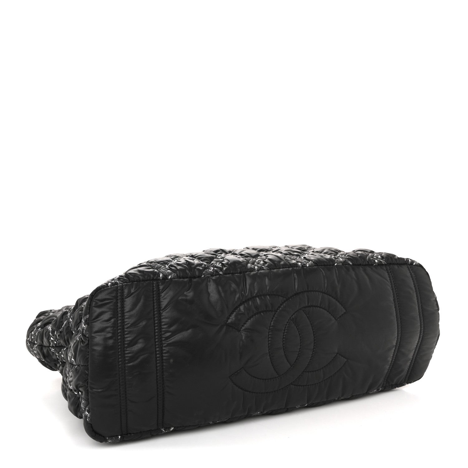 Chanel Nylon Quilted Tweed Stitch Bubble Tote Black 4 of 14
