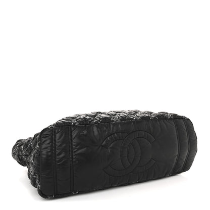 Chanel Nylon Quilted Tweed Stitch Bubble Tote Black 4 of 14