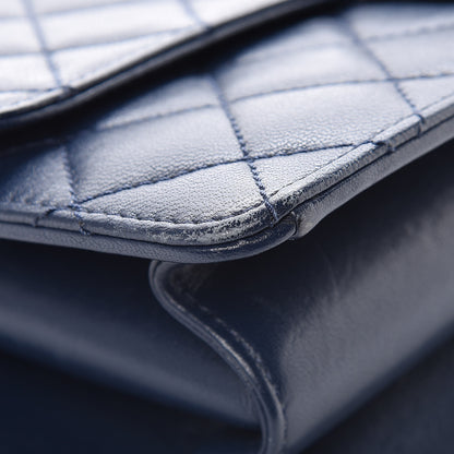 Chanel Sheepskin Quilted Large Beauty Lock Flap Navy Blue 13 of 20