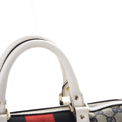 Gucci Monogram Selleria Calfskin Vintage Web Medium Boston Beige Blue Mystic White 17 of 32