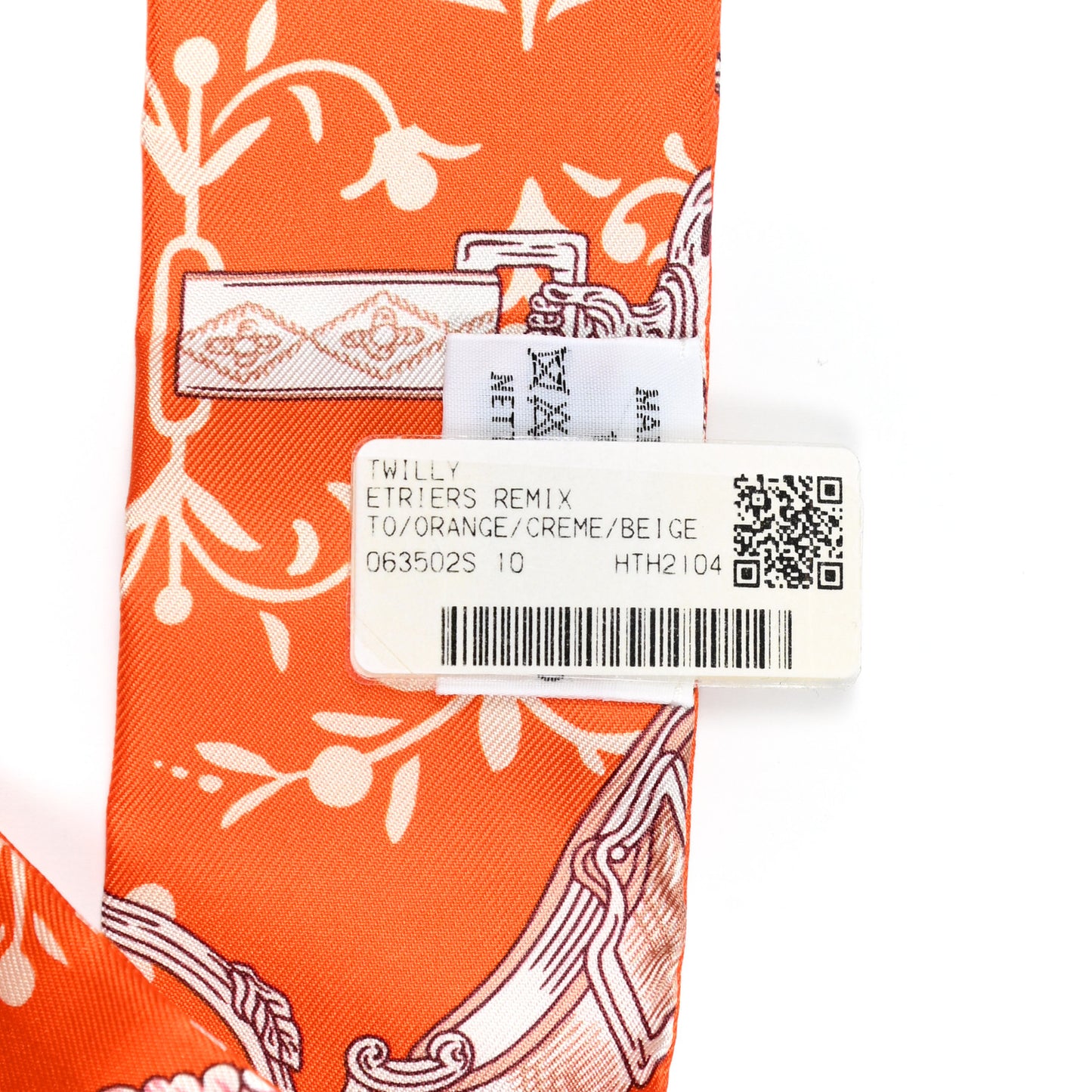 Silk Etriers Remix Twilly Orange Creme Beige