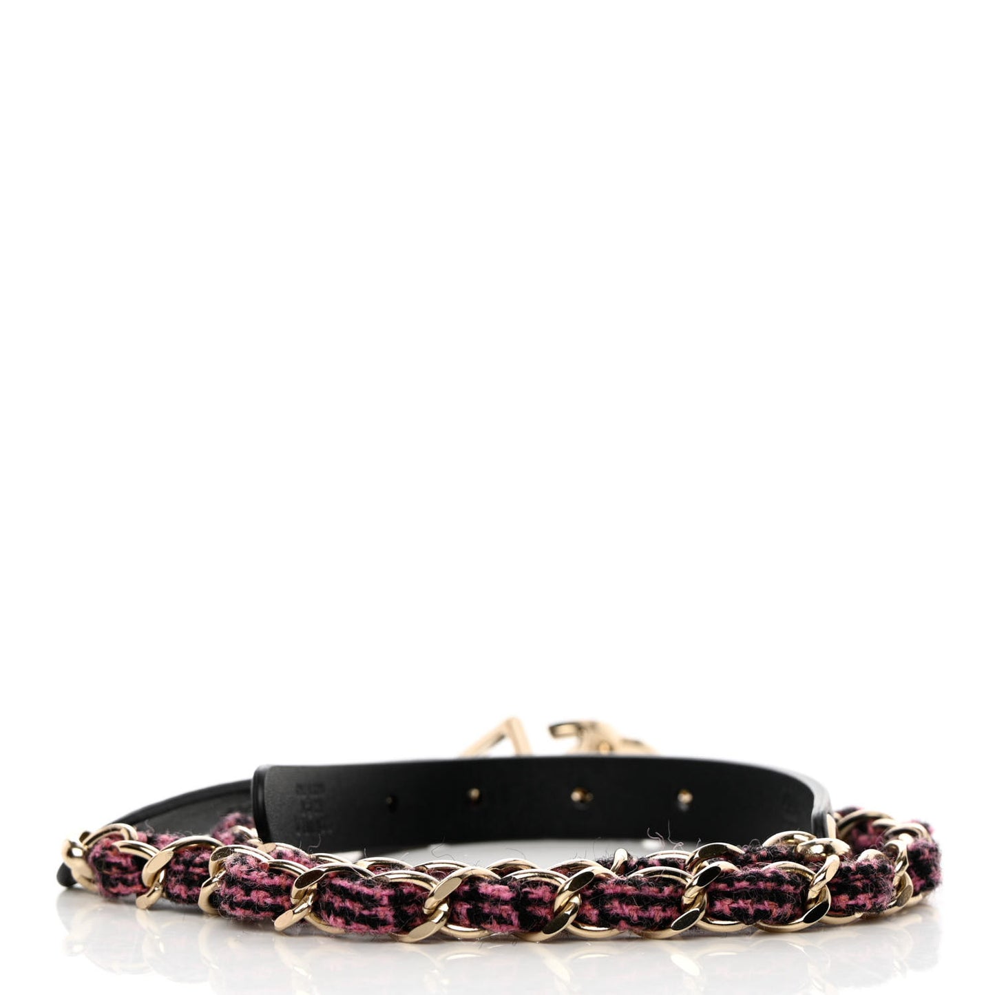 Calfskin Tweed CC Chain Belt 75 30 Black Pink