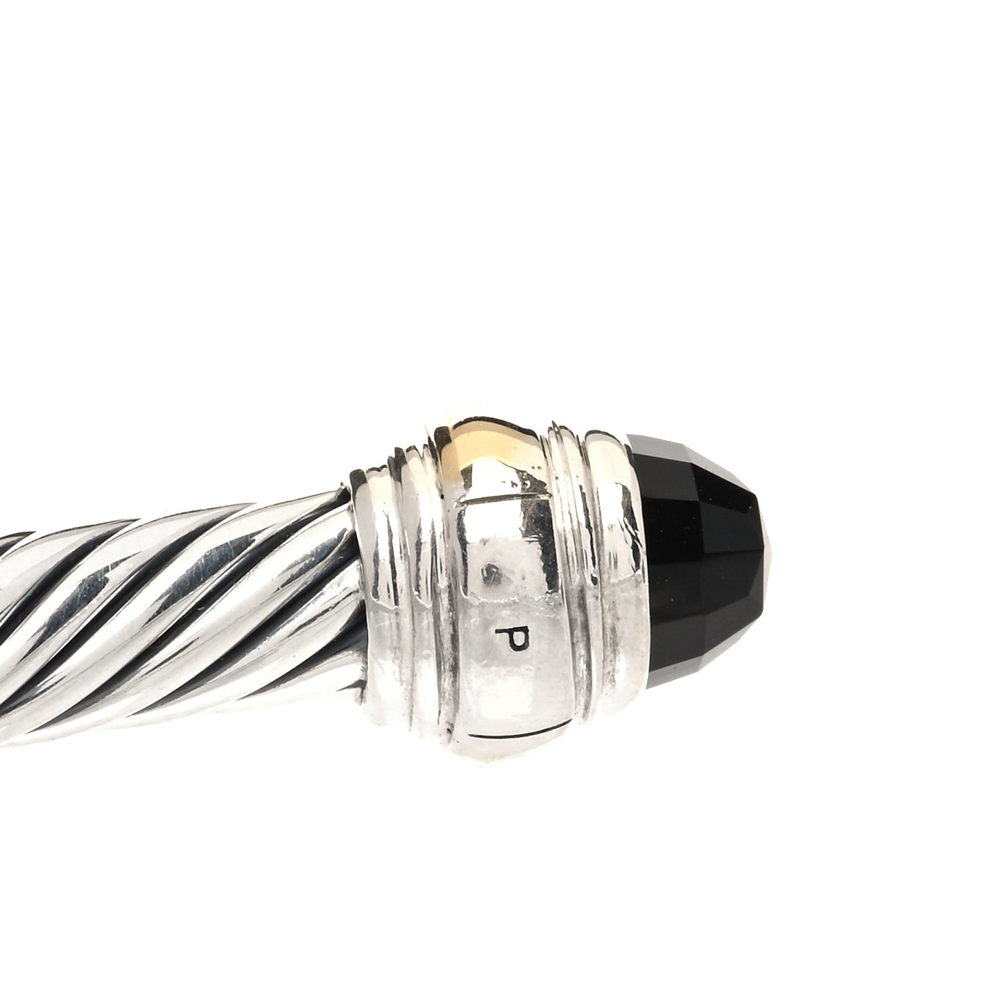 Sterling Silver 14K Yellow Gold Black Onyx 5mm Cable Classics Bracelet