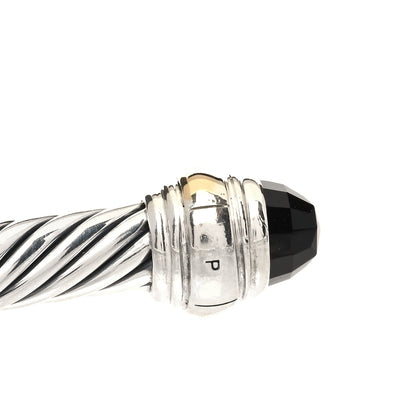 David Yurman Sterling Silver 14K Yellow Gold Black Onyx 5mm Cable Classics Bracelet 3 of 4