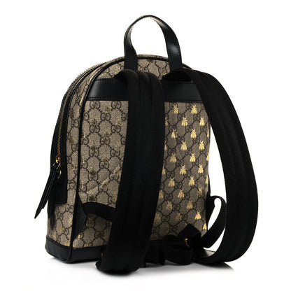 Gucci GG Supreme Monogram Bees Print Small Day Backpack Beige Oro Black 2 of 12