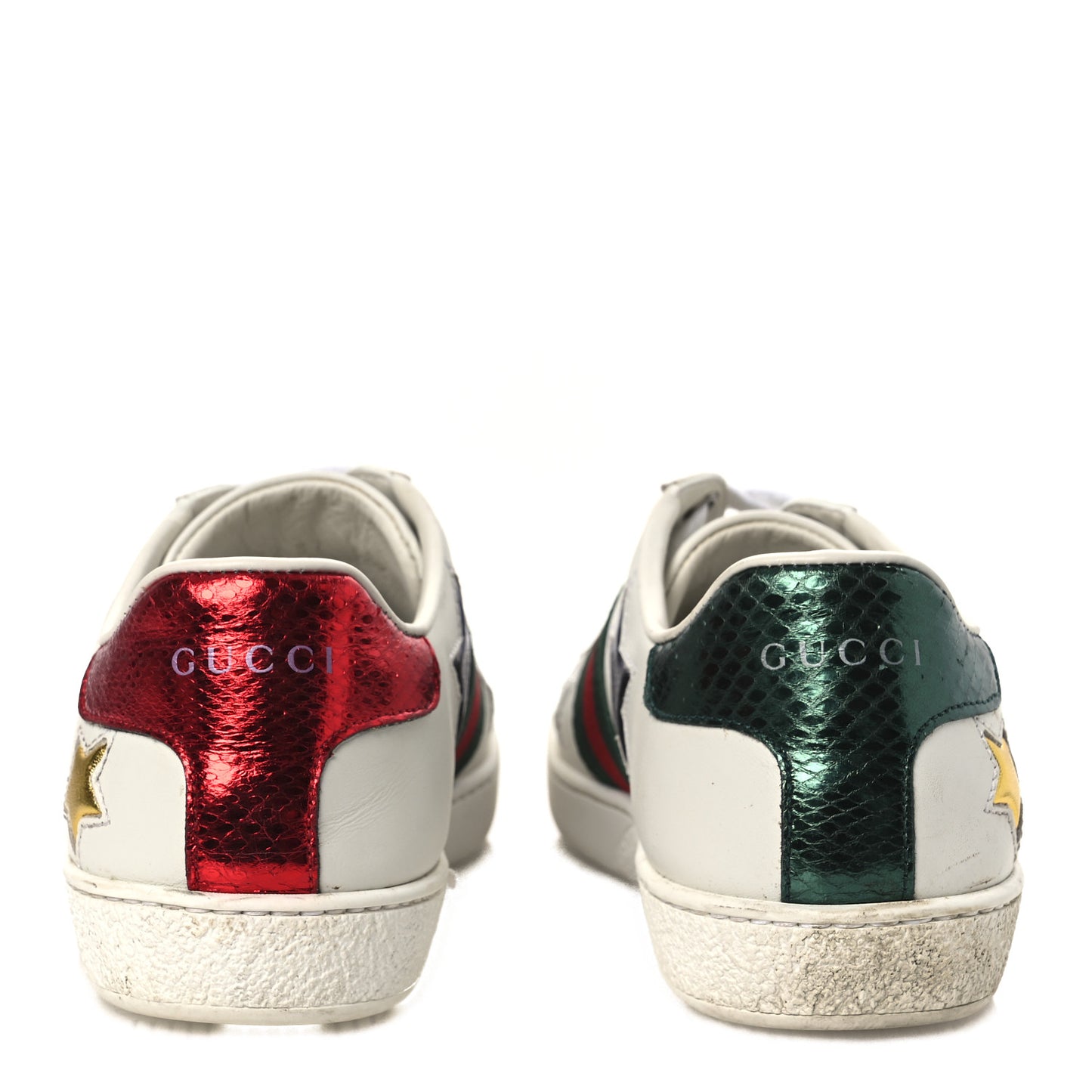 Calfskin Ayers Web Star Embroidered Womens Ace Sneakers 37 White Multi