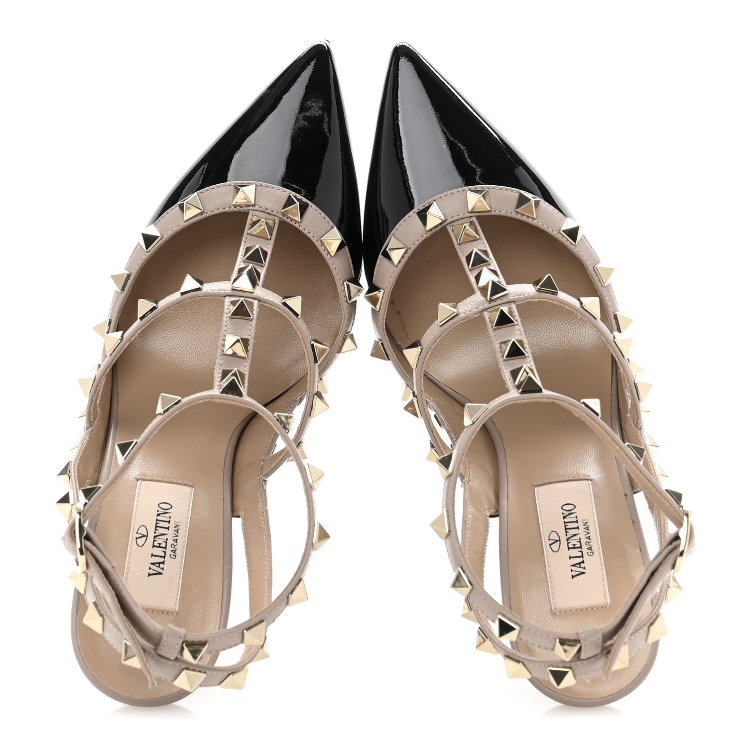 Valentino Garavani Patent Nappa Rockstud Ankle Strap 100mm Pumps 37.5 Black Poudre 2 of 11