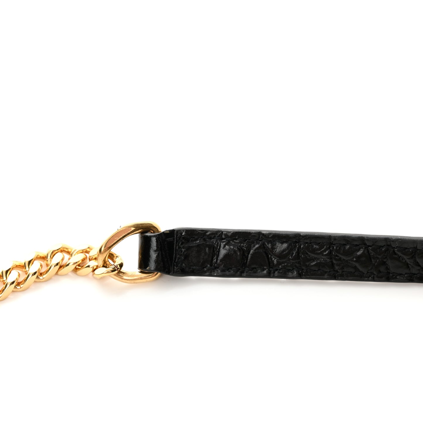 Calfskin Crocodile Embossed Kate Monogram Tassel Chain Wallet Black
