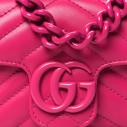 Gucci Calfskin Matelasse Monochrome GG Marmont Chain Belt Bag Classic Fuxia 8 of 10