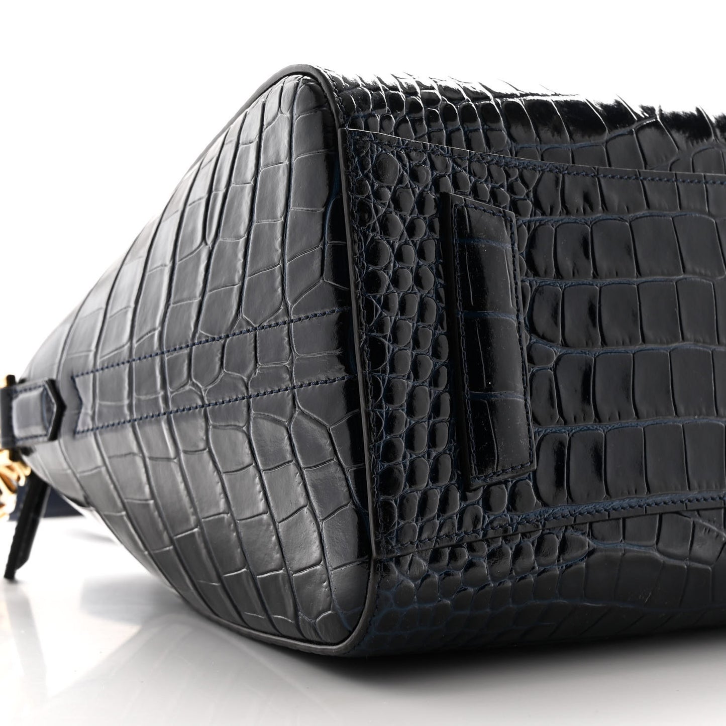 Calfskin Crocodile Embossed Small Antigona Navy
