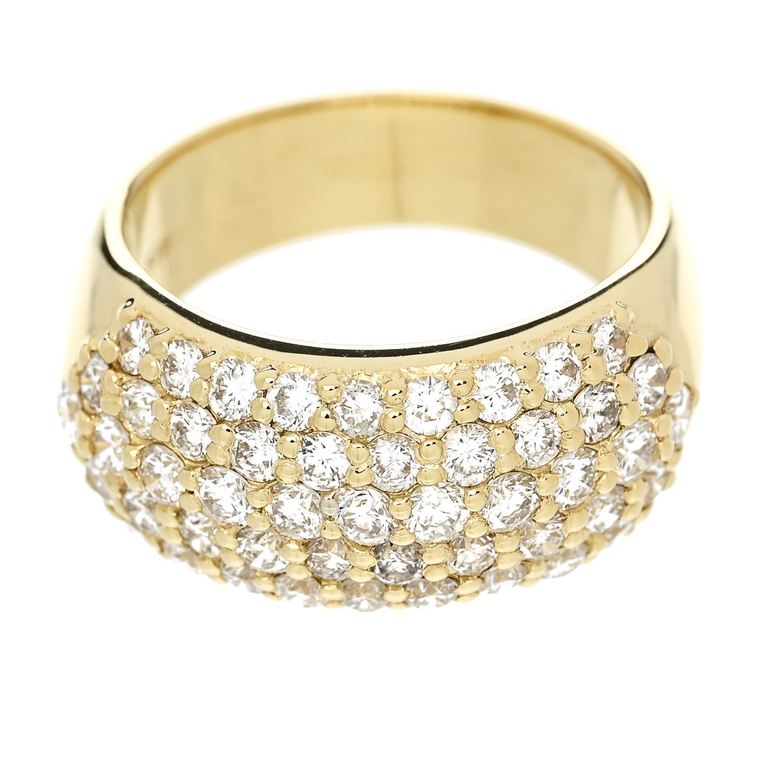 Parker & West by FASHIONPHILE 18K Yellow Gold Diamond 1.68ctw Five Row Ring 53 6.5 7 of 10