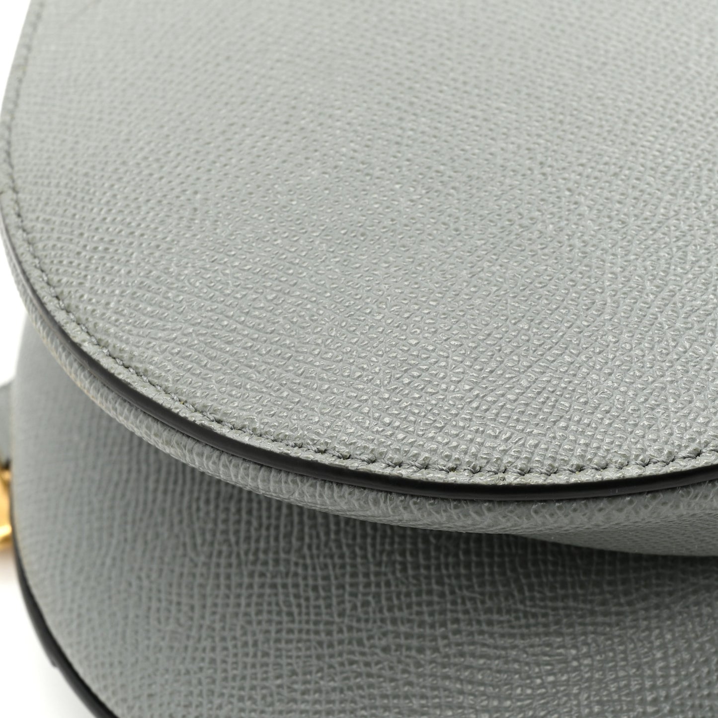 Grained Calfskin Saddle Bag Grey Stone