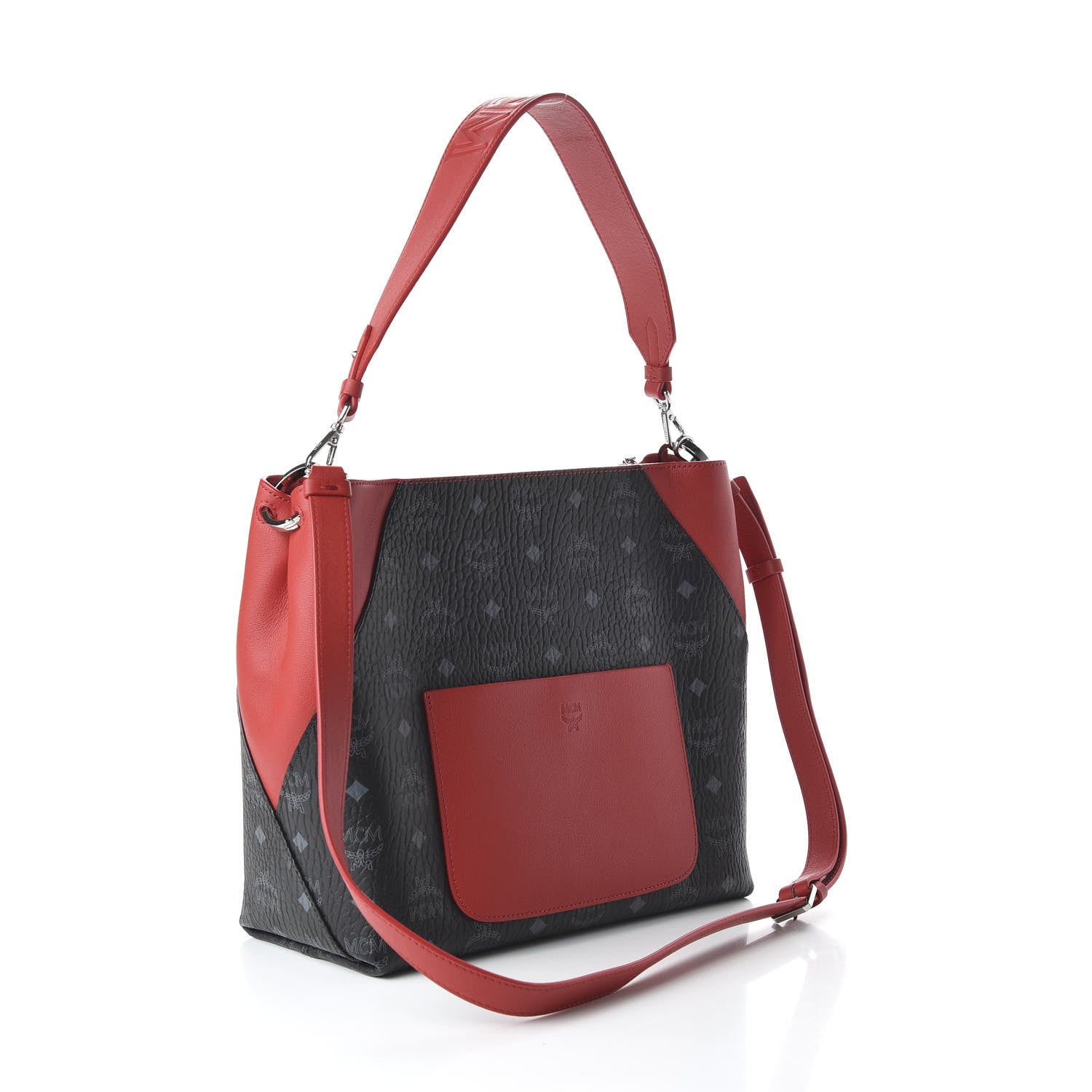 MCM Visetos Medium Klara Hobo Red Black 3 of 9