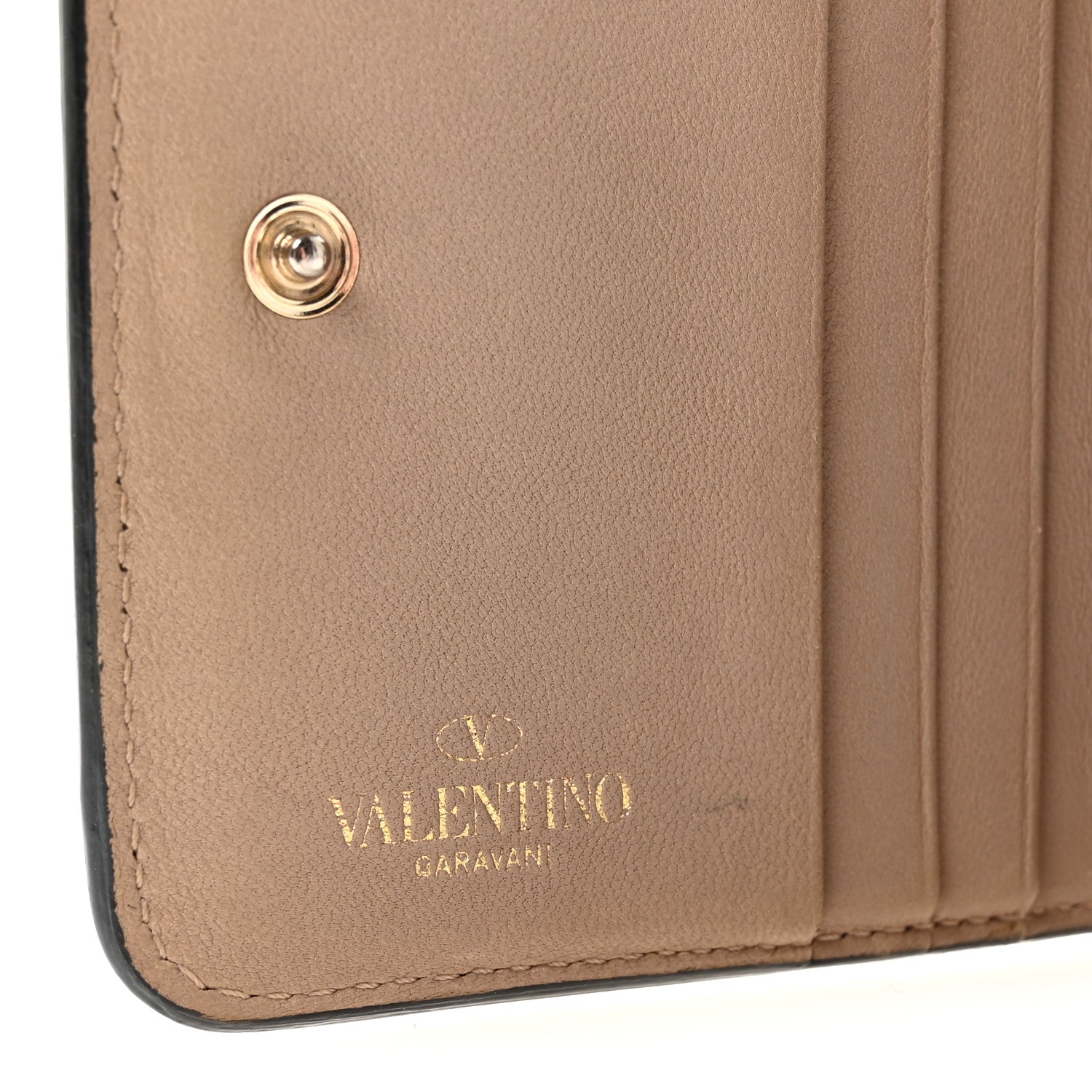 Valentino Garavani Nappa Rockstud Spike Compact Zip Around Wallet Poudre 6 of 9