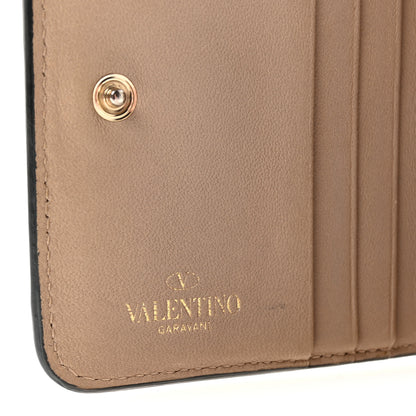 Valentino Garavani Nappa Rockstud Spike Compact Zip Around Wallet Poudre 6 of 9
