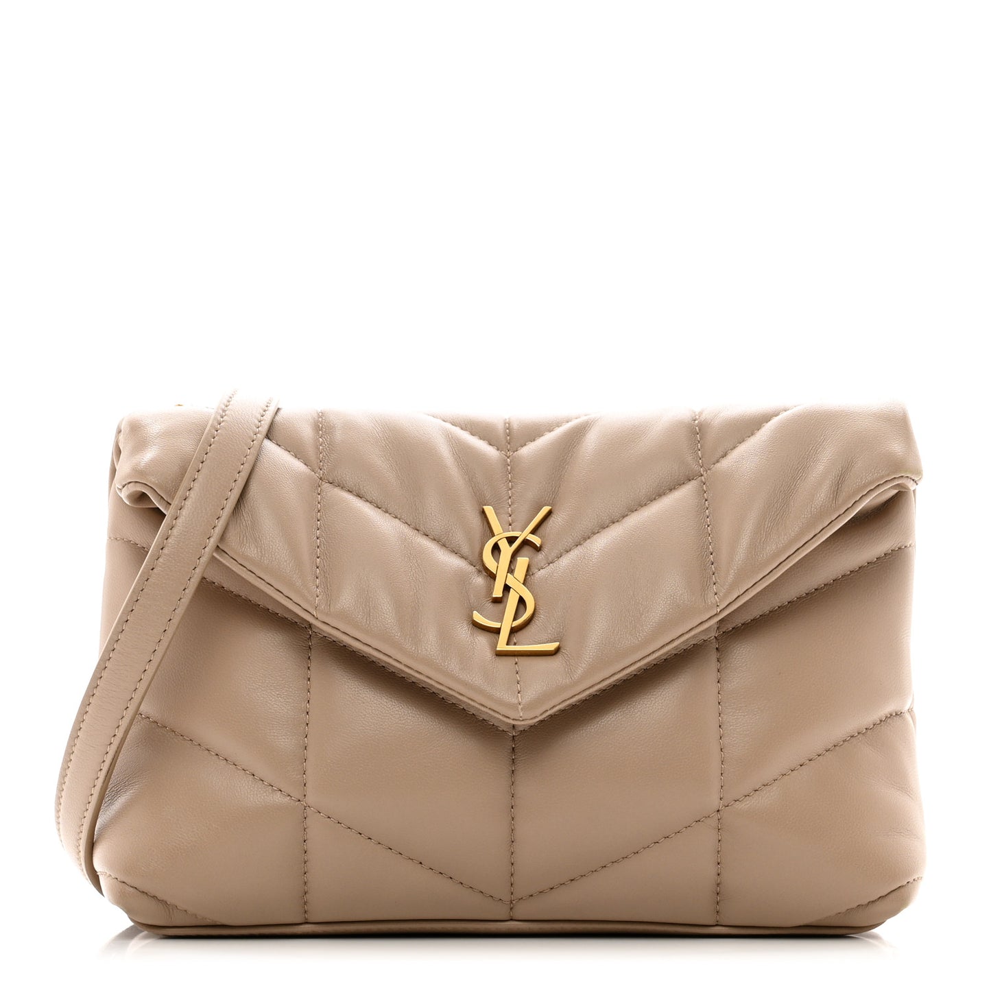 Lambskin Quilted Toy Loulou Puffer Monogram Chain Satchel Dark Beige