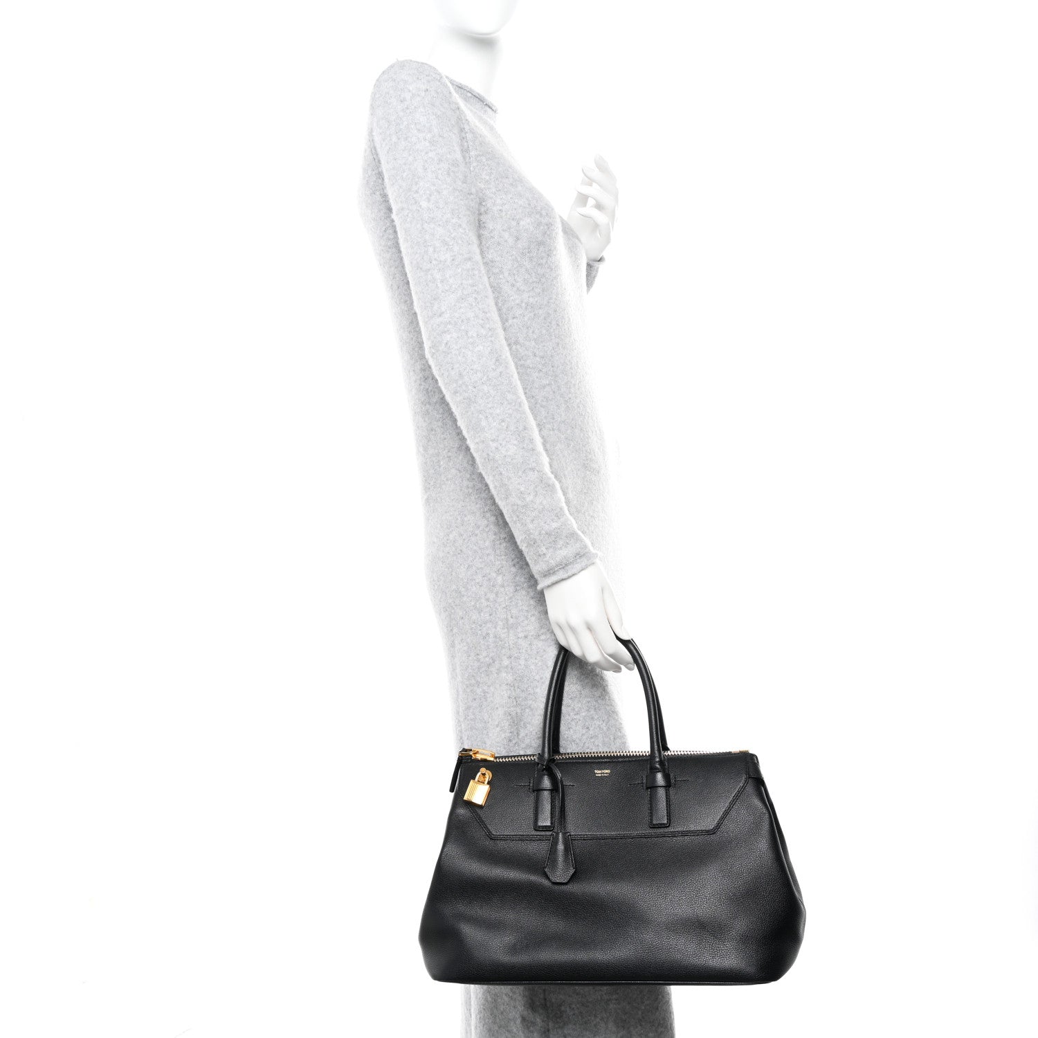 Tom Ford Pebbled Calfskin Medium Petra Bag Black 2 of 10
