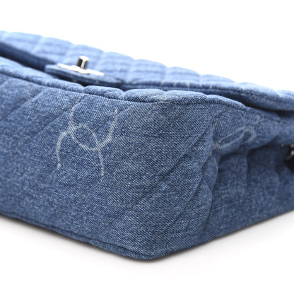 Chanel Denim Quilted CC Print Jumbo Single Flap Blue 9 of 11
