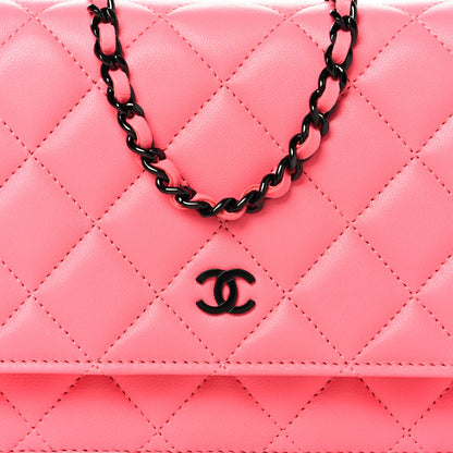 Chanel Lambskin Quilted Wallet On Chain WOC Coral Pink 8 of 11