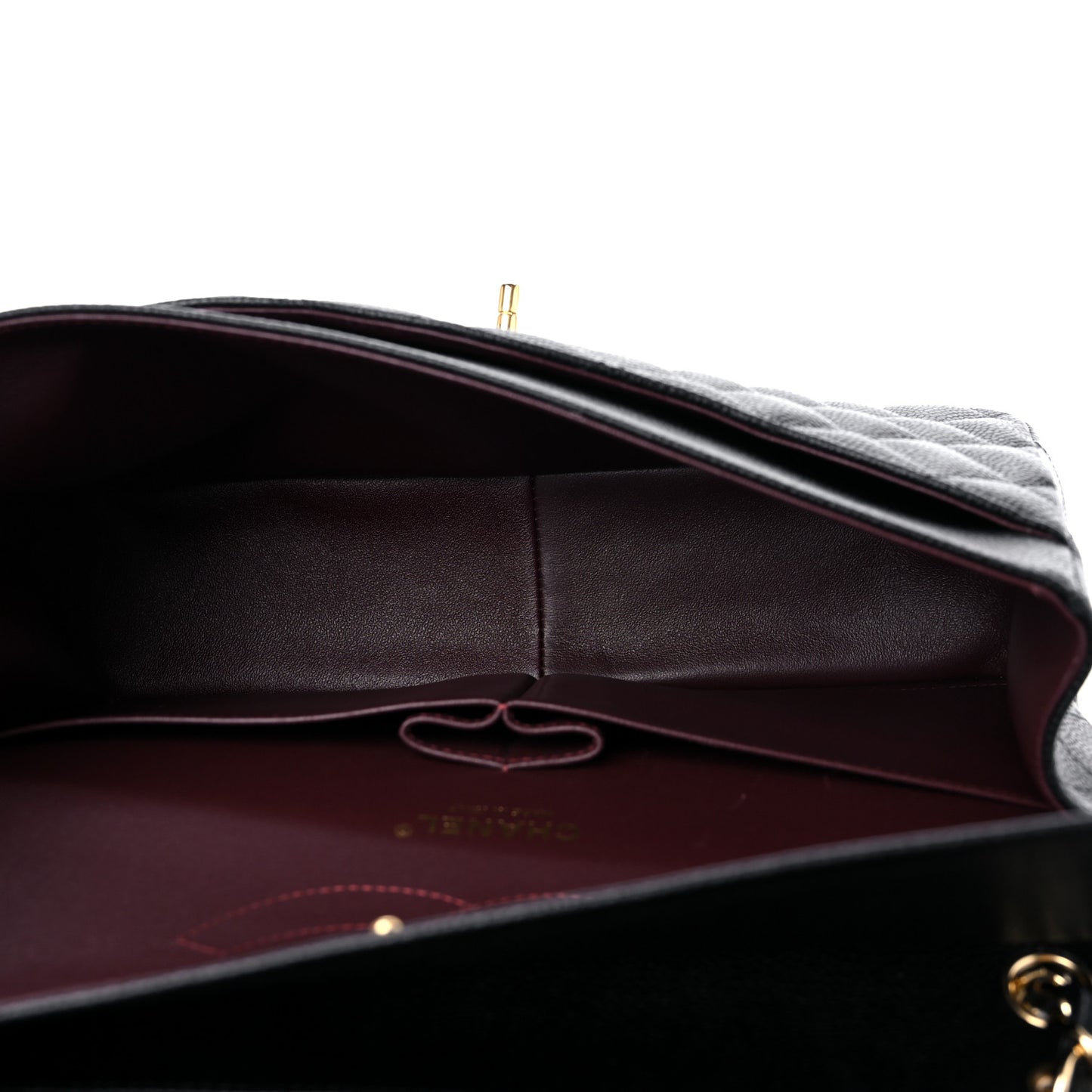 Caviar Quilted Jumbo Double Flap Black