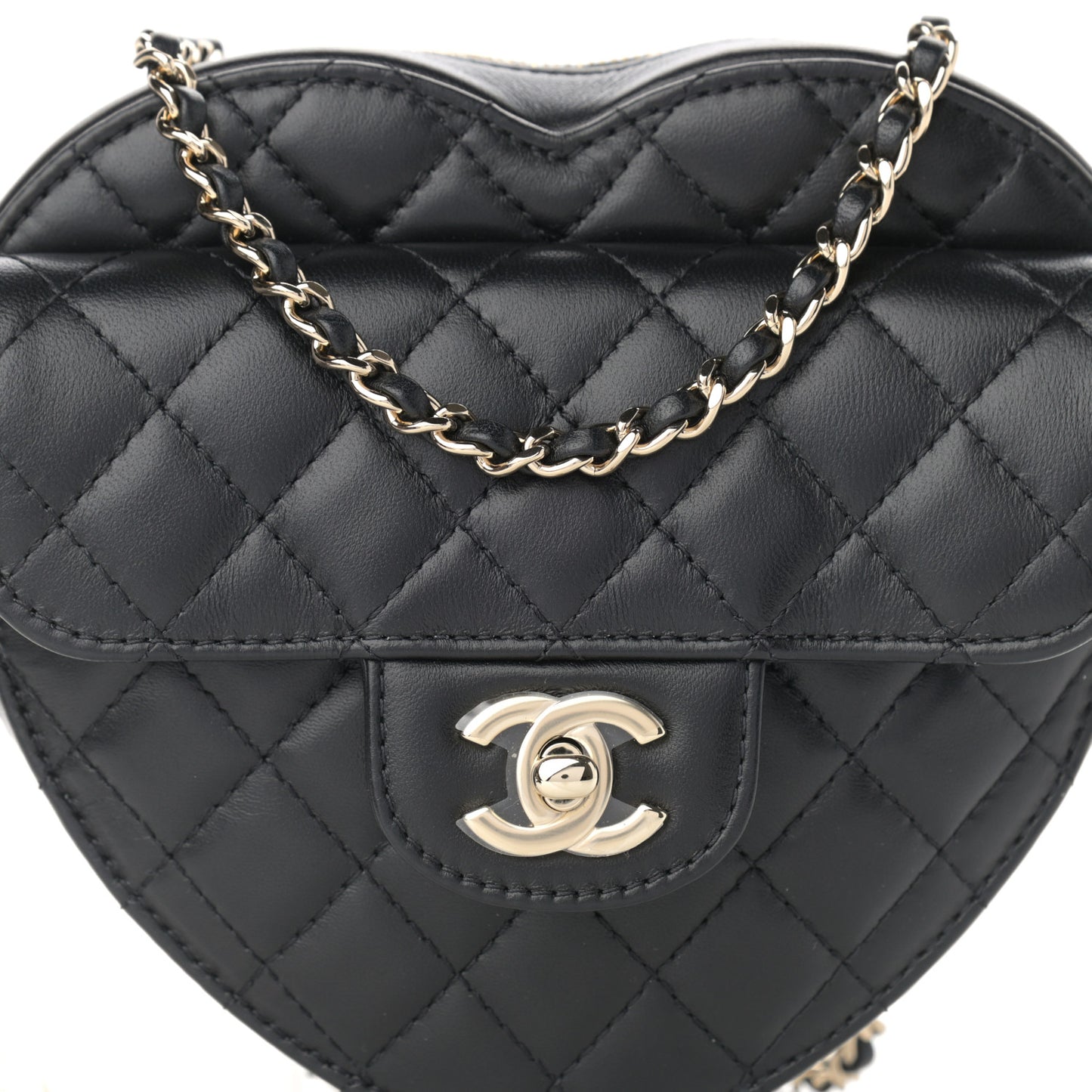 Lambskin Quilted CC In Love Heart Bag Black