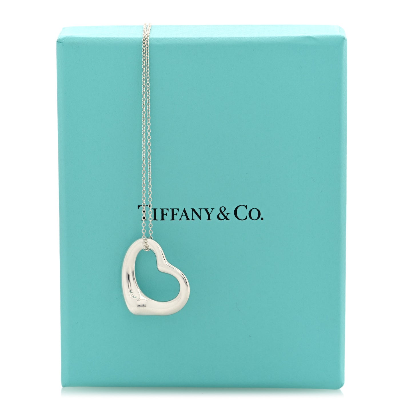 Sterling Silver 22mm Elsa Peretti Open Heart Pendant Necklace