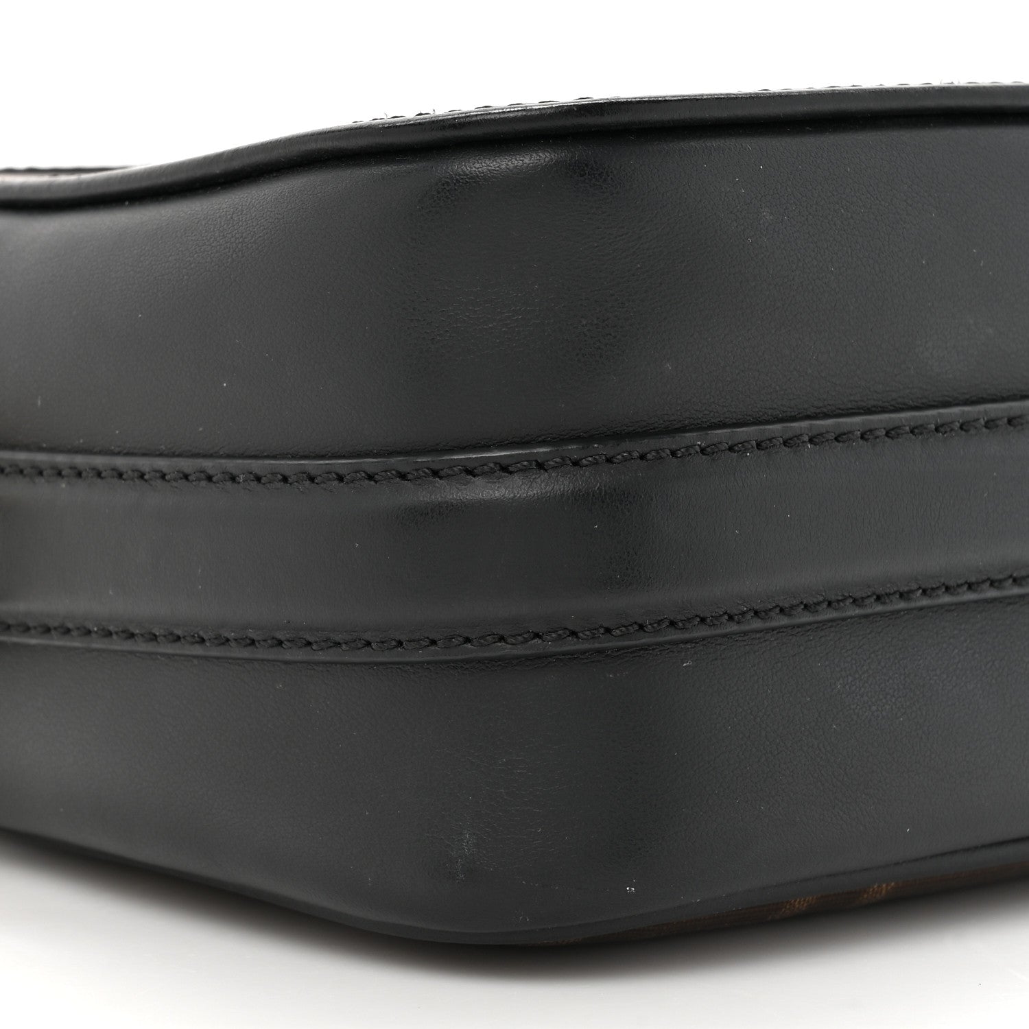 Fendi Glazed Fabric Vitello Century F is Fendi FF 1974 Stamp Patch Camera Case Mogano Panna Black 10 of 11