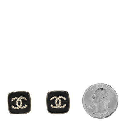 Chanel Enamel Strass CC Earrings Black 2 of 5