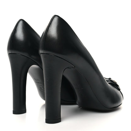 Chanel Lambskin Patent Calfskin Cap Toe Camellia Pumps 35.5 Black 4 of 8