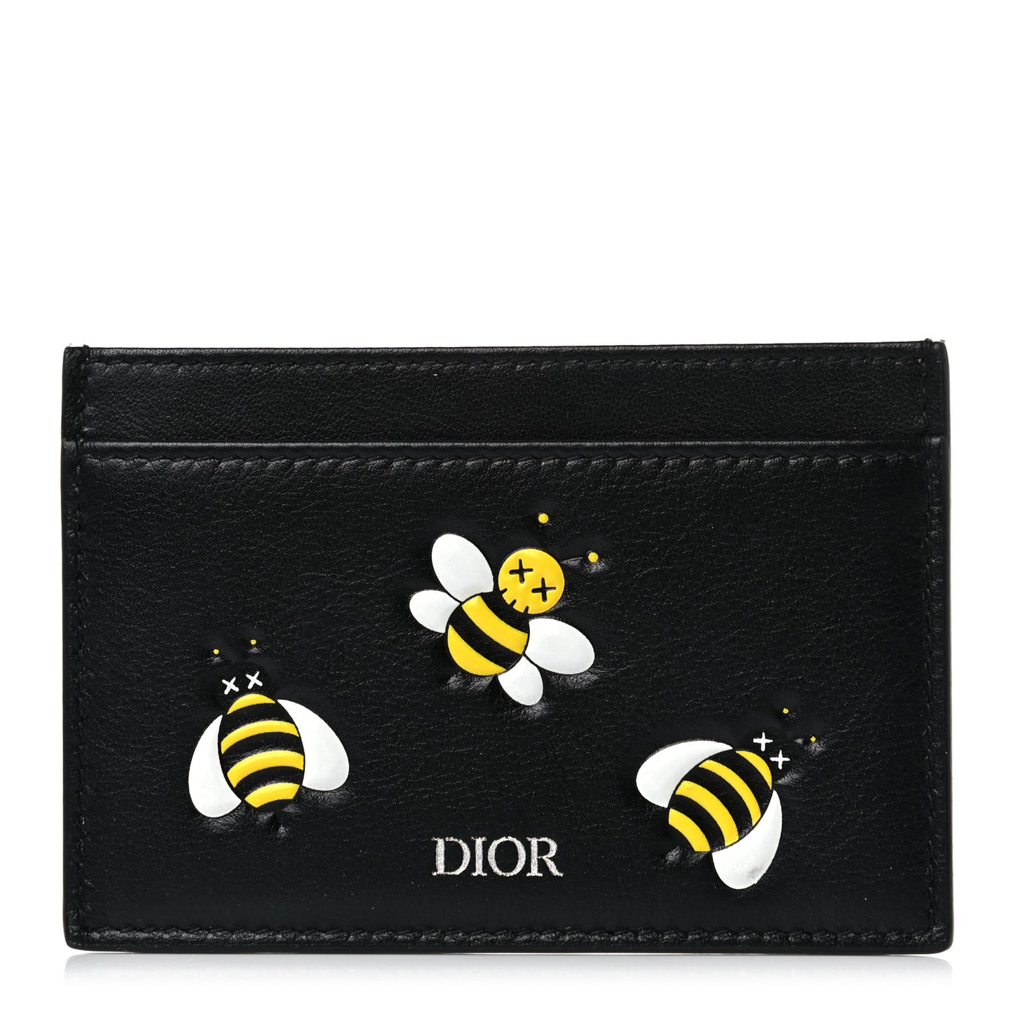 x KAWS Calfskin Bee Card Holder Yellow Black