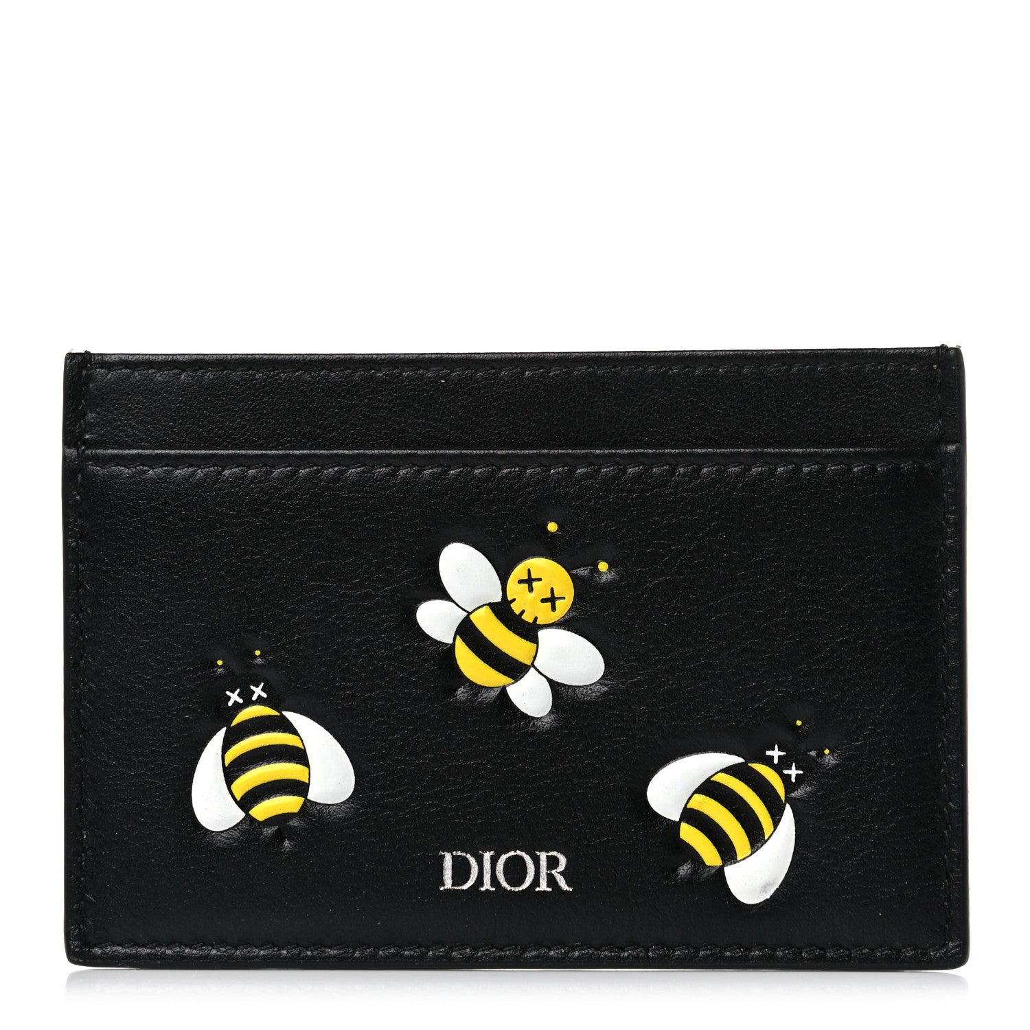 Christian Dior x KAWS Calfskin Bee Card Holder Yellow Black 1 of 6