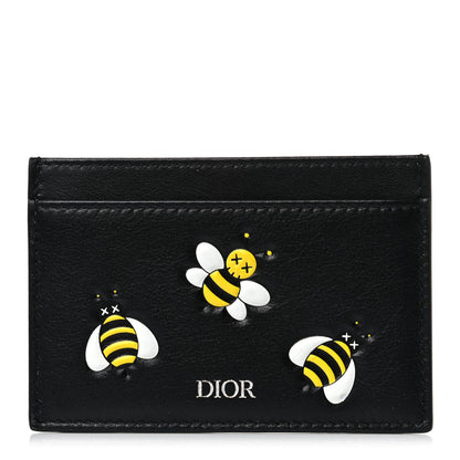 Christian Dior x KAWS Calfskin Bee Card Holder Yellow Black 1 of 6