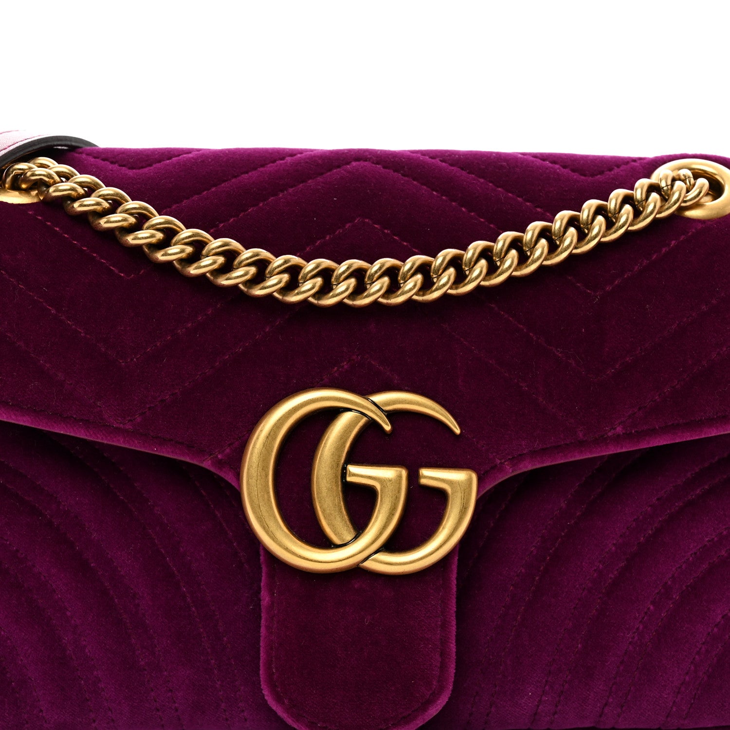 Gucci Velvet Matelasse Small GG Marmont Shoulder Bag Fuchsia Violet Cyclamen 8 of 10