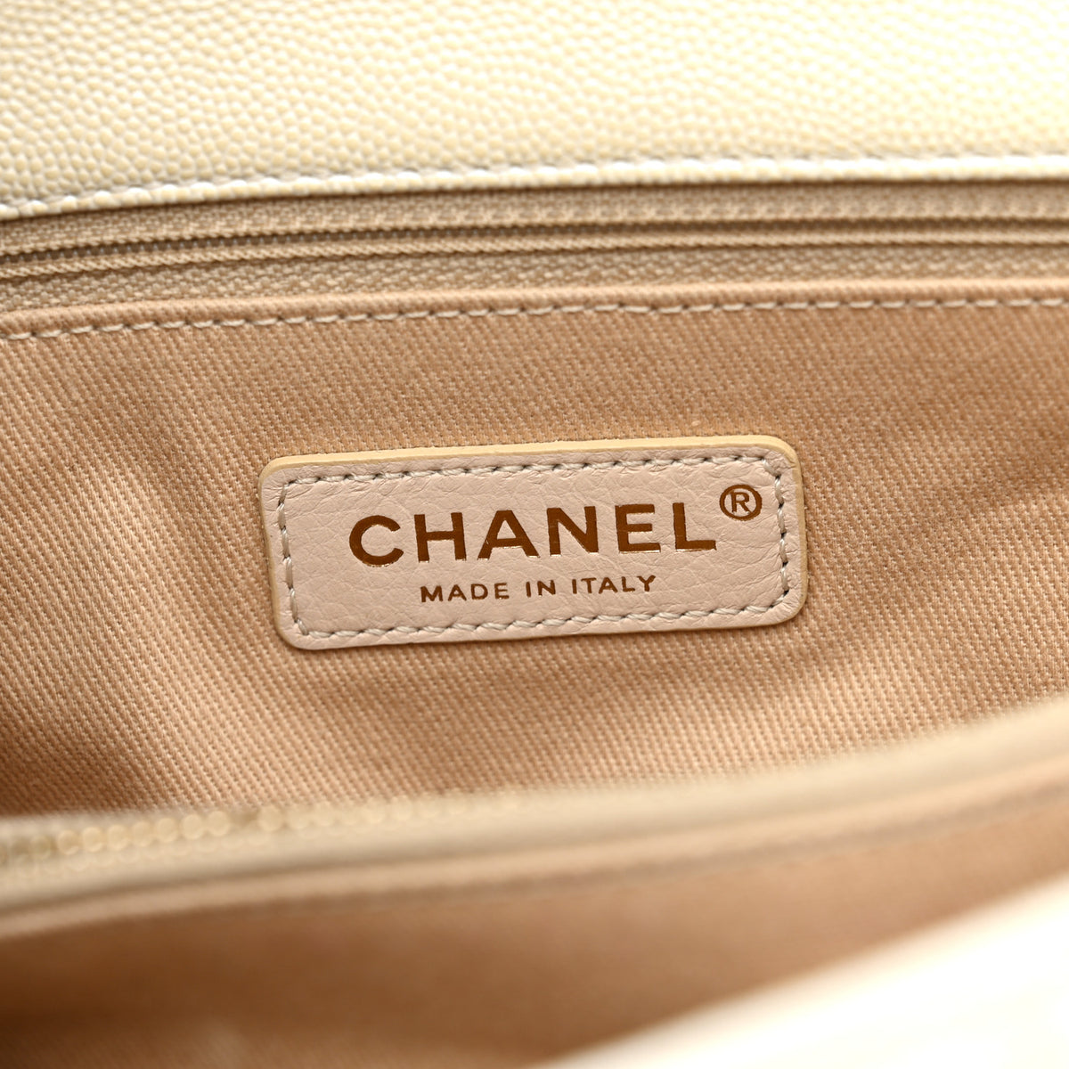 Iridescent Caviar Quilted Small Coco Handle Flap White