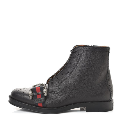 Gucci Pebbled Calfskin Dionysus Web Mens Martins Boots 9 Black 1 of 8