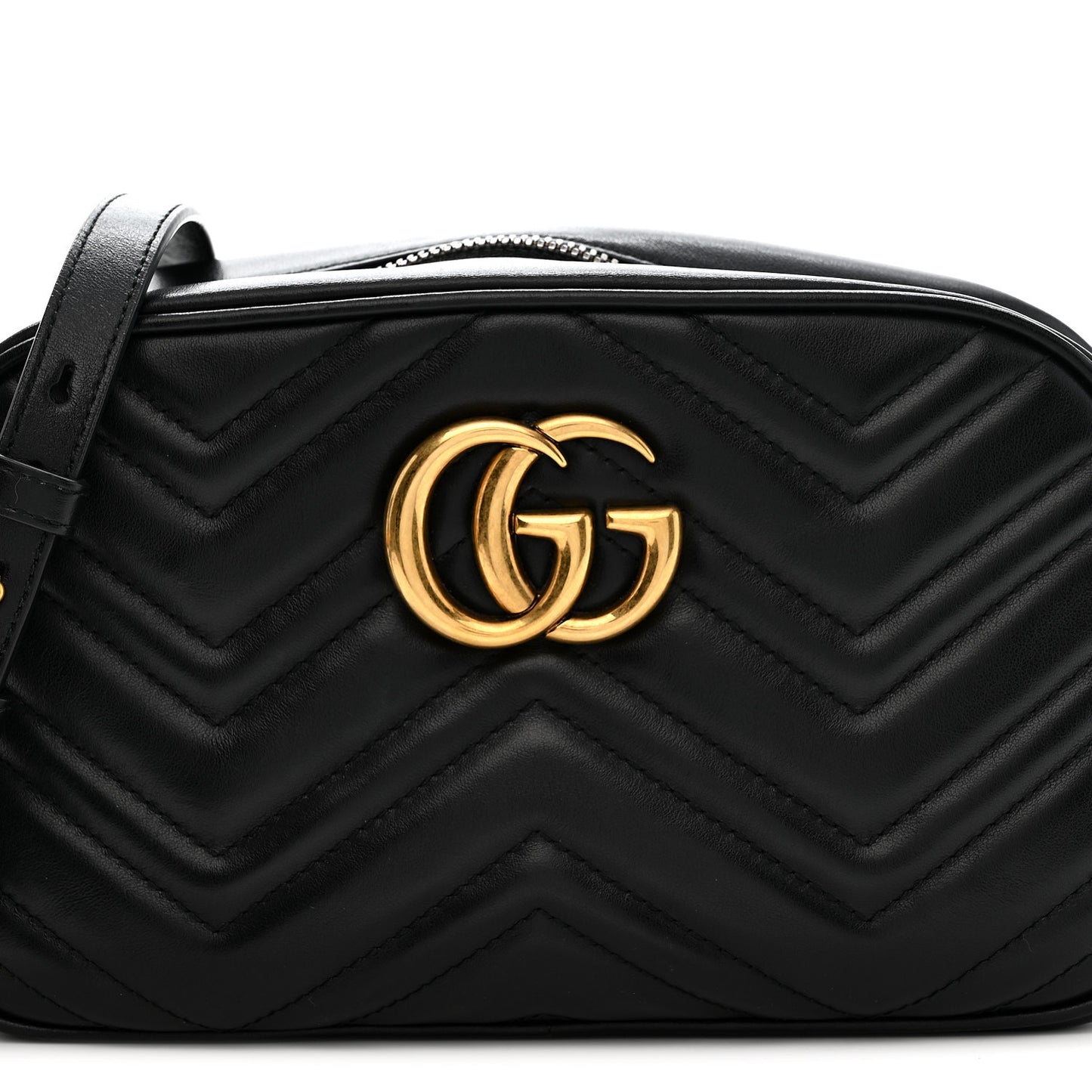Calfskin Matelasse Small GG Marmont Chain Shoulder Bag Black