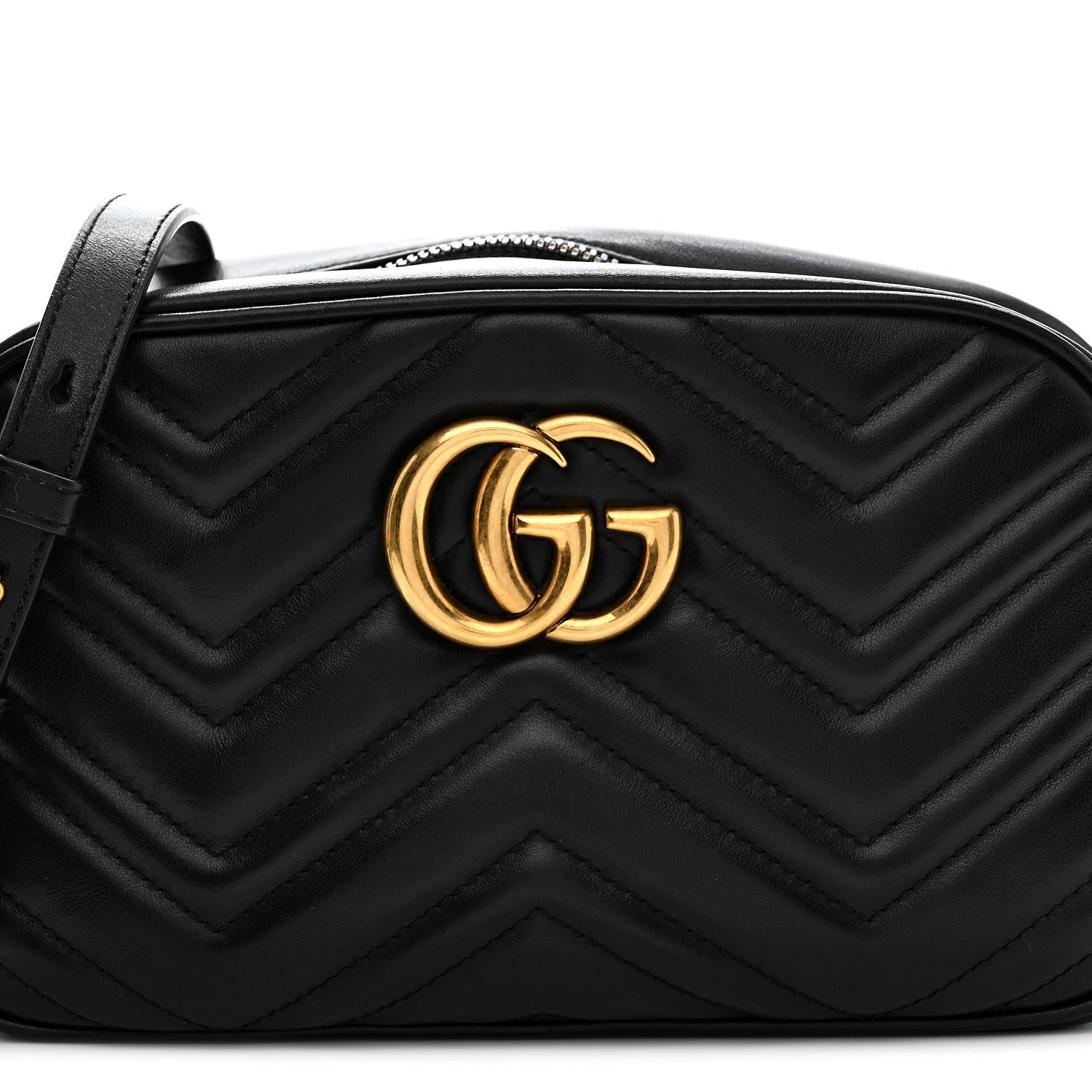 Gucci Calfskin Matelasse Small GG Marmont Chain Shoulder Bag Black 9 of 11